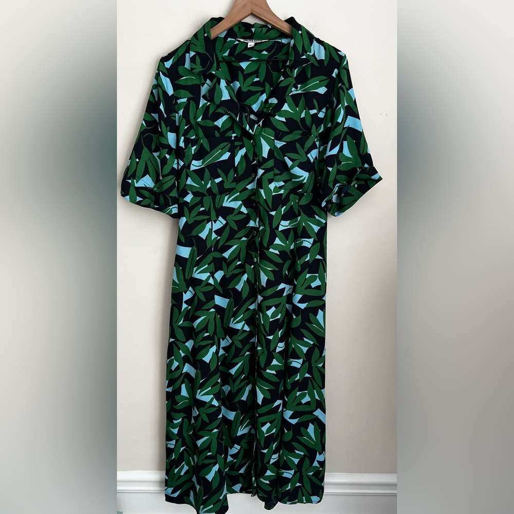 Walter Baker Green and Black Midi Dress